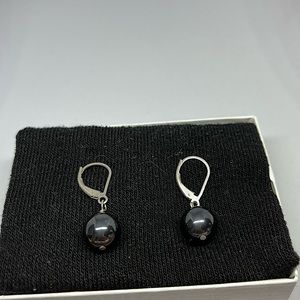 Small hoop titanium colored earrings
